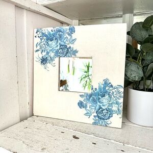 Blue Floral Square Wall Mirror